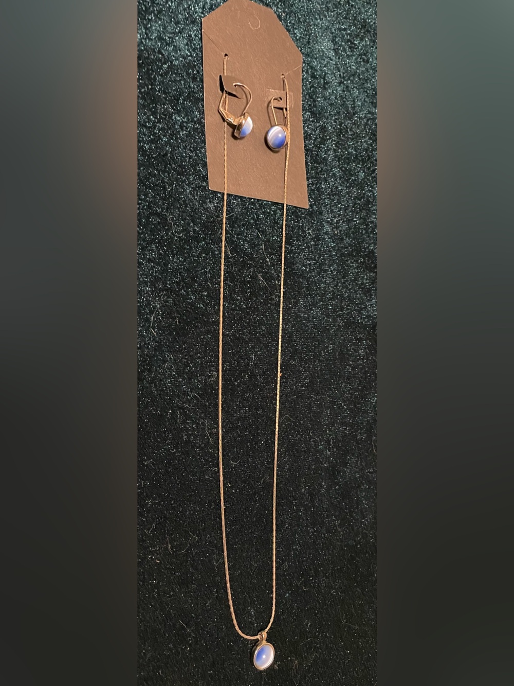 Elegant Gunmetal and Blue Tiger Eye Necklace and Earring Set